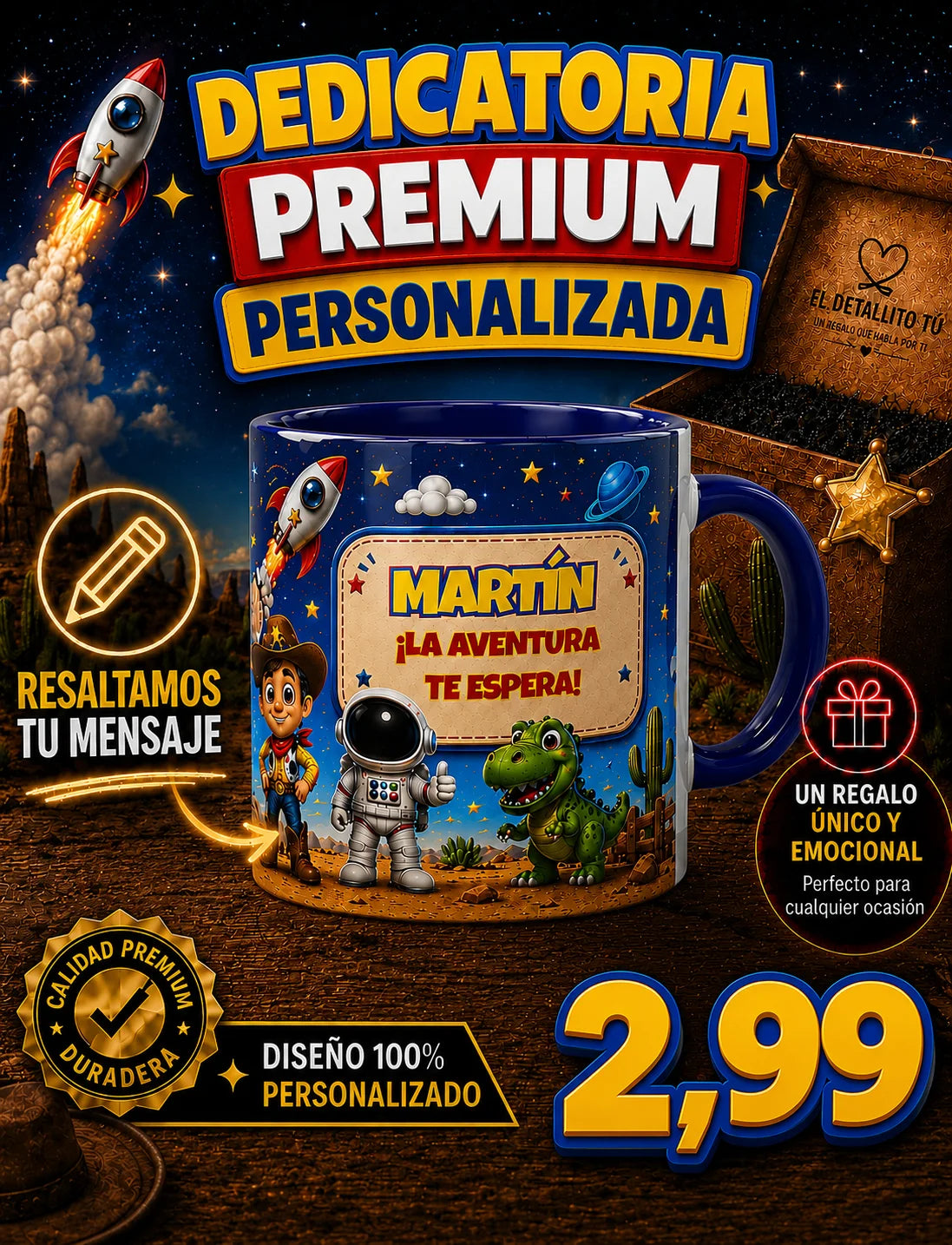Taza personalizada Toy Story con nombre y dedicatoria 6