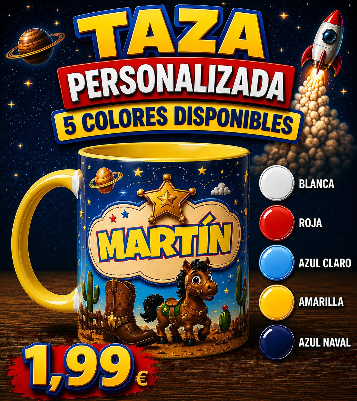 Taza personalizada Toy Story con nombre y dedicatoria 7