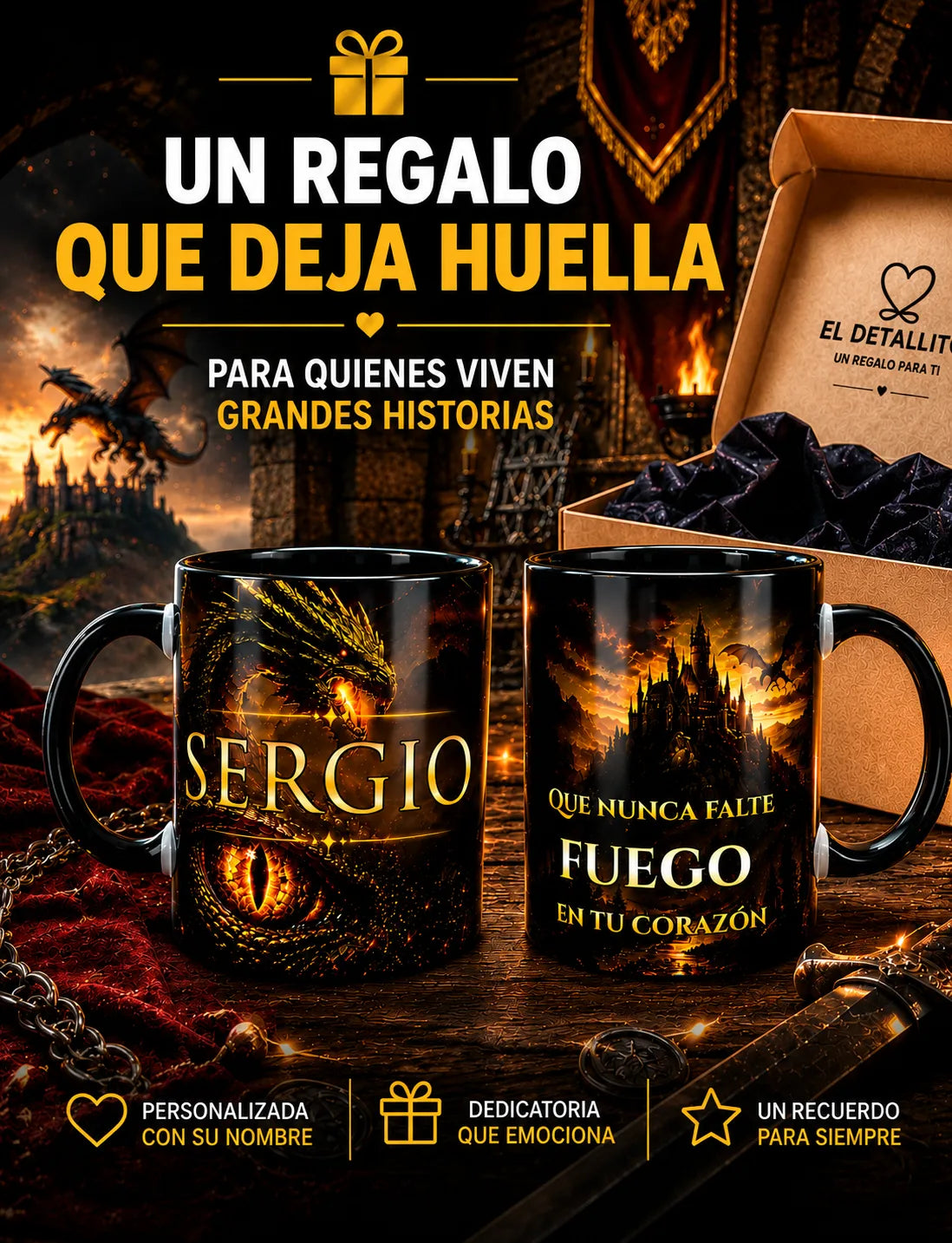 Taza personalizada inspirada en La Casa del Dragón y Juego de Tronos Black Edition con nombre y dedicatoria 4