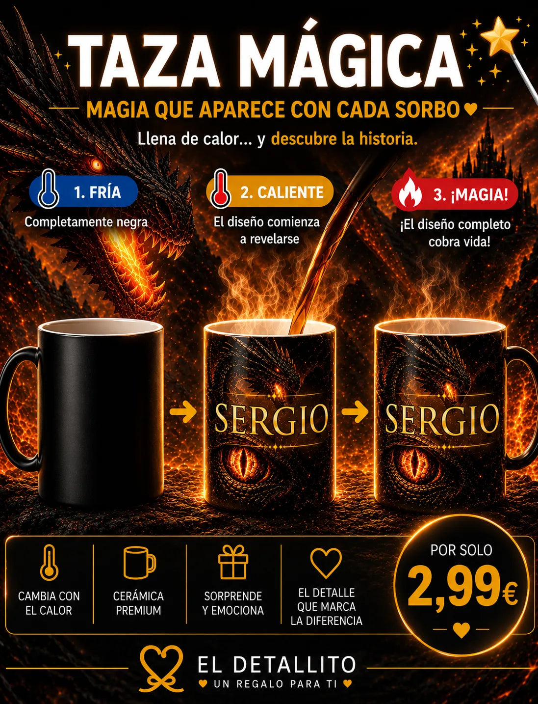 Taza personalizada inspirada en La Casa del Dragón y Juego de Tronos Black Edition con nombre y dedicatoria 7