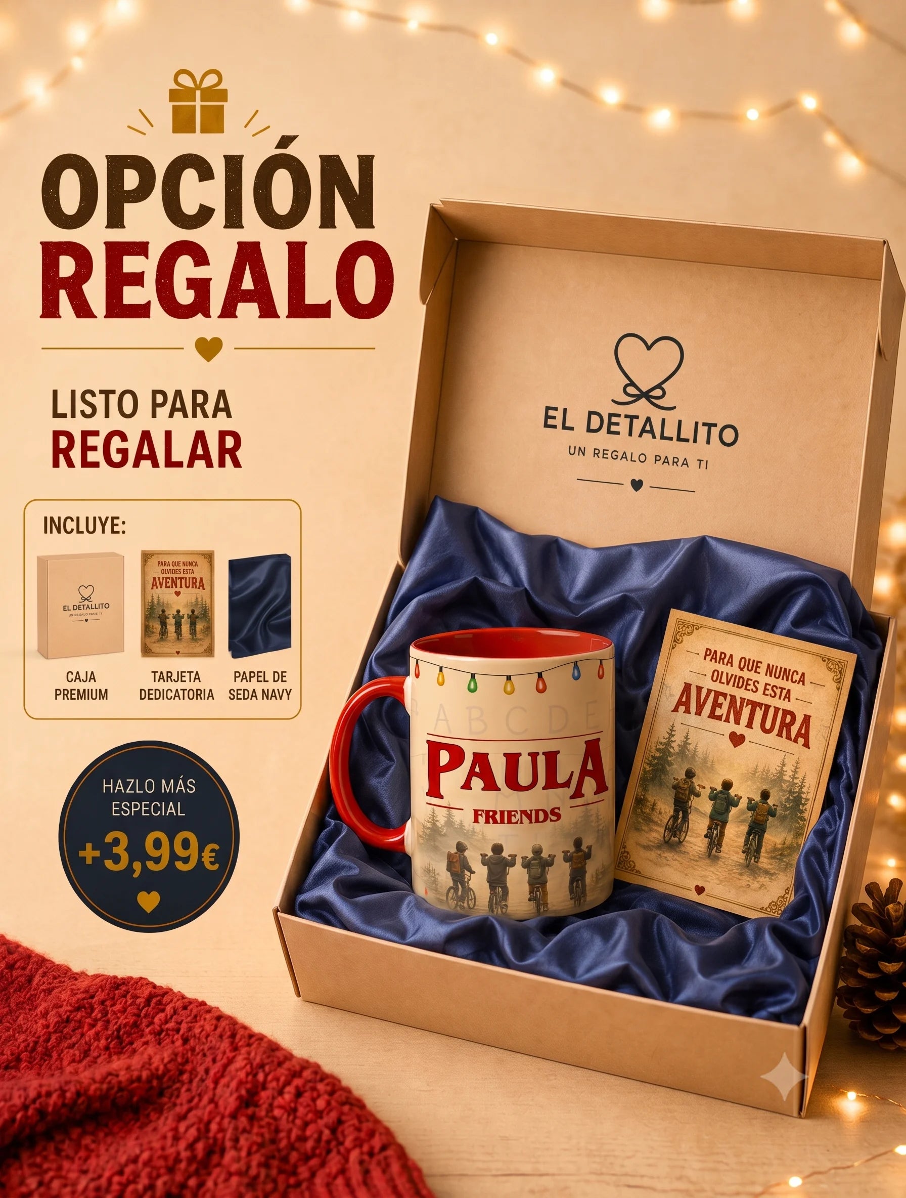 Taza personalizada inspirada en Stranger Things con nombre y dedicatoria en cerámica premium de 350 ml. 4